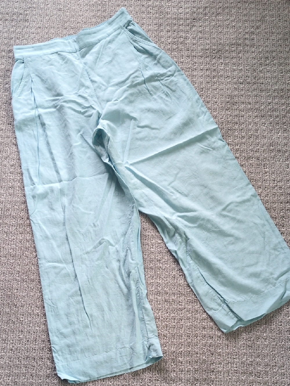 GORGEOUS Madewell Wide Leg Mint Green Linen Pull-On Pants w/Pockets, Size 6
